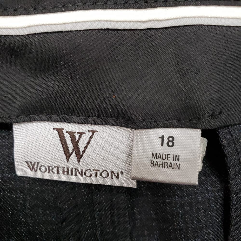 Worthington Straight Leg Pants Women 18 Black Gray Plaid Casual Business 38x31 - Picture 8 of 12